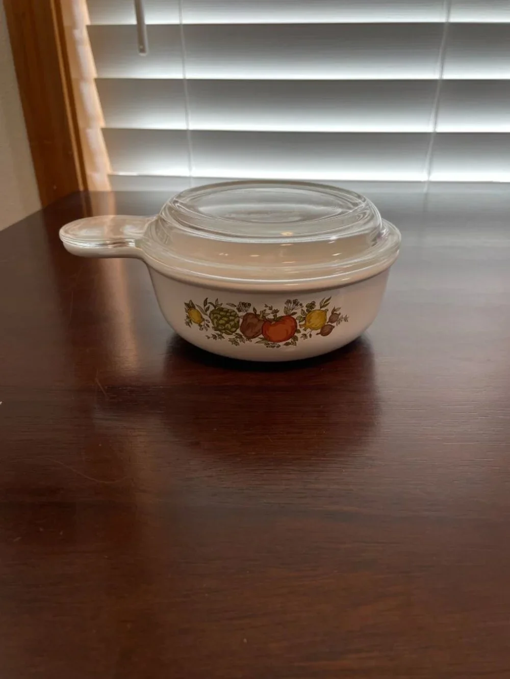 Vintage CorningWare Spice of Life Grab-It Bowl with Original Glass Lid, 15 oz P-